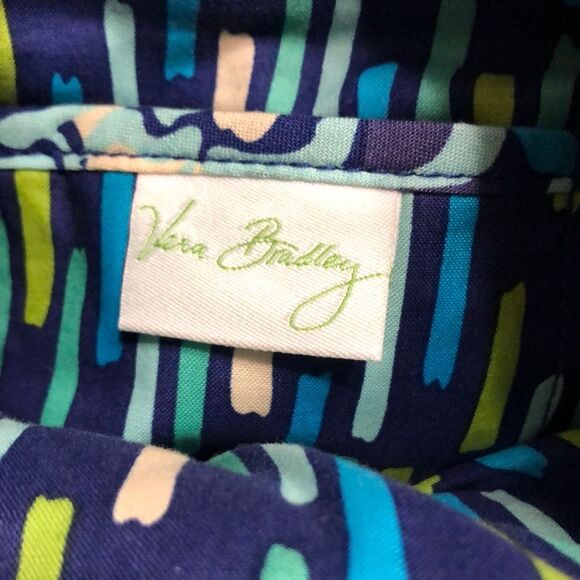 Vera Bradley Crossbody Purse Blue with Green Silver Tone Hardware - Picture 6 of 14